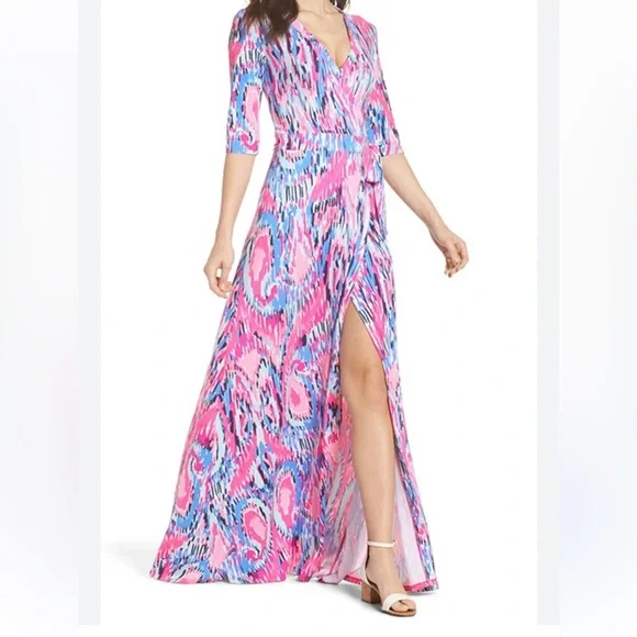 LILLY PULITZER MARVISTA
WRAP MAXI DRESS In MULTI FREE
SPIRIT Print Size Medium. - Picture 1 of 9
